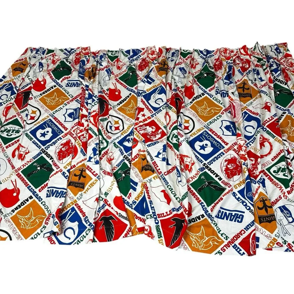 Vtg 1970s NFL Football Teams Logo SEARS Perma-Prest Curtain 4 Panels